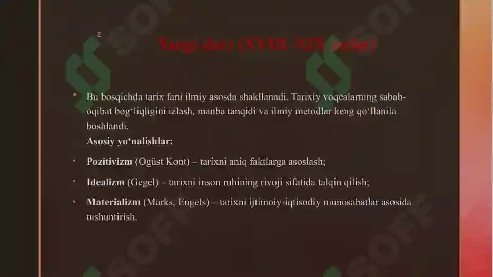 TARIX FANINING NAZARIY ASOSLARI FANINING RIVOJLANISH BOSQICHLARI 6