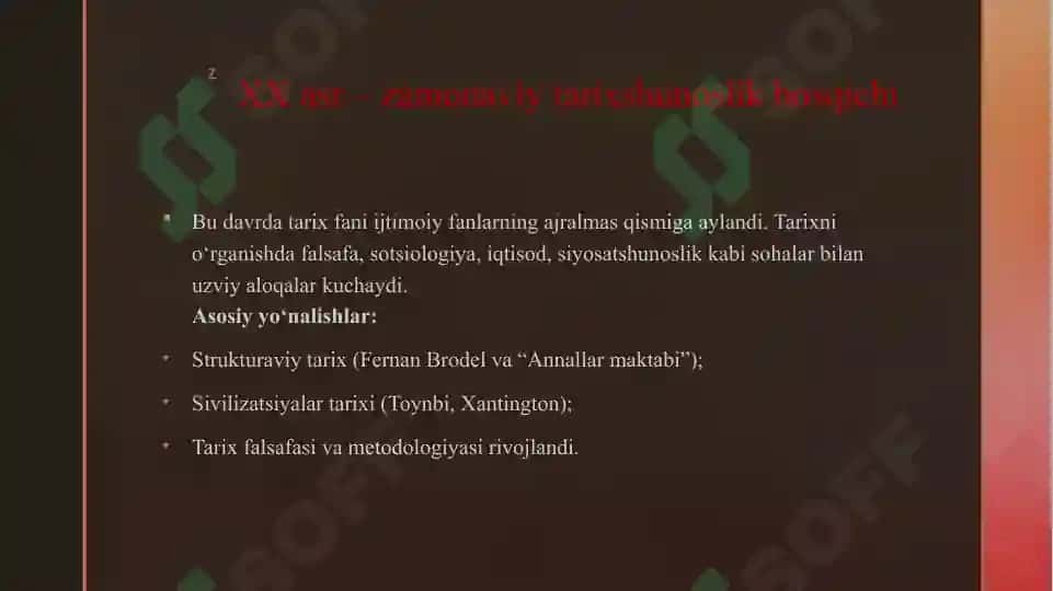 TARIX FANINING NAZARIY ASOSLARI FANINING RIVOJLANISH BOSQICHLARI 7