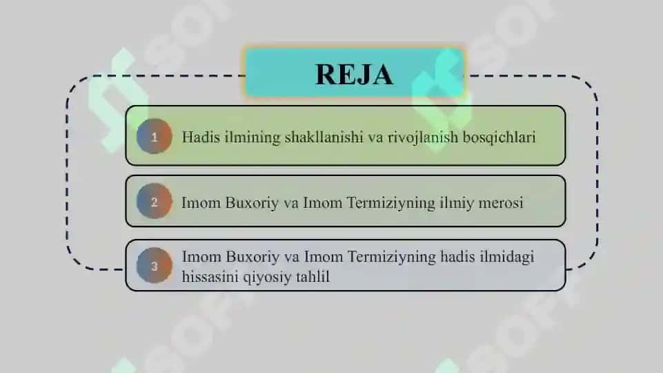 Imom Buxoriy va Imom Termiziyning hadis ilmiga qo‘shgan hissasini qiyosiy tahlili slayd 2
