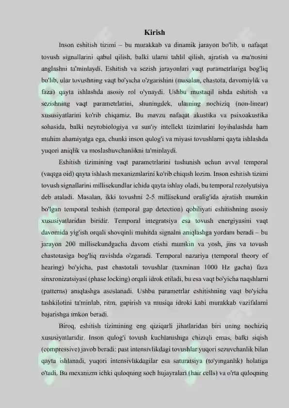 Eshitishni, sezishni vaqt parametrlari, uning nochiziqlilik xususiyatlari 3