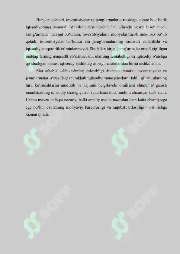 INVESTITSIYALARNING MOHIYATI, KO‘RINISHLARI VA ULAR MIQDORINI ANIQLOVCHI OMILLAR. INVESTITSIYA VA JAMG‘ARMALAR OʻRTASIDAGI BOG‘LIQLIK. 3