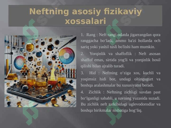 Qatlam sharoitidagi neftning fizikaviy xossalari 2