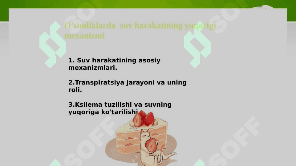 Suv harakatlanishining yuqorigi mexanizmi ppt 2