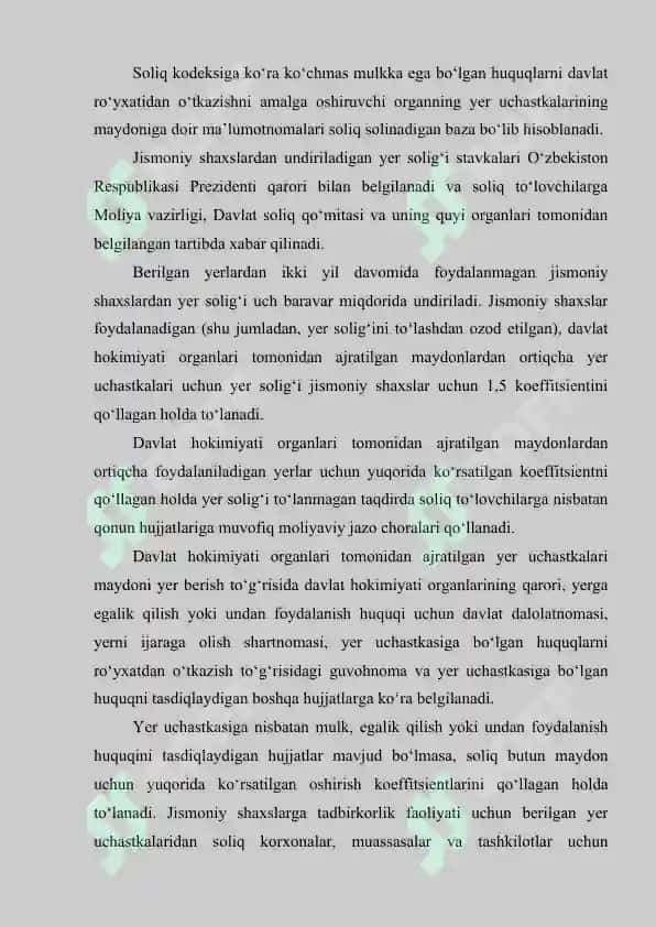 Jismoniy shaxslardan olinadigan yer solig‘i stavkalari 3