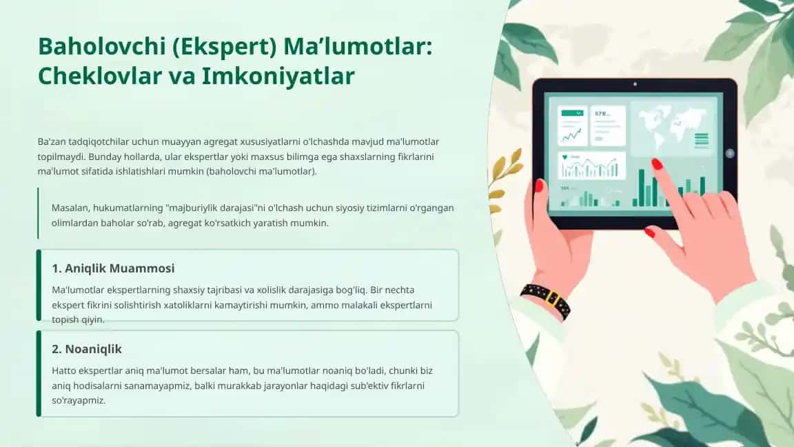 Baholovchi (Ekspert) Ma’lumotlar: Cheklovlar va Imkoniyatlar