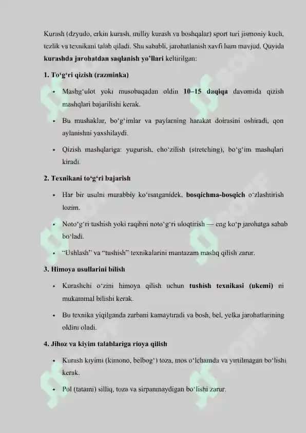 Kurashda jarohatdan saqlanish va birinchi tibbiy yordam ko'rsatish 2
