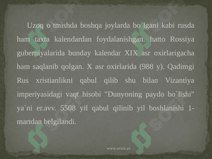 Mayyalar va Rus kalendarlari tarixi 6