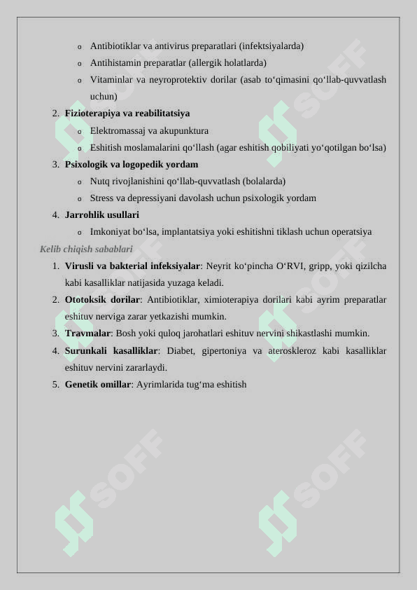 Eshituv nervining nevritining kelib chiqish sabablari va asoratlari 6