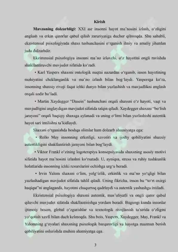 Shaxs ekzistentsial psixologiyasi (Karl Yaspers, Martin Xaydegger) 3