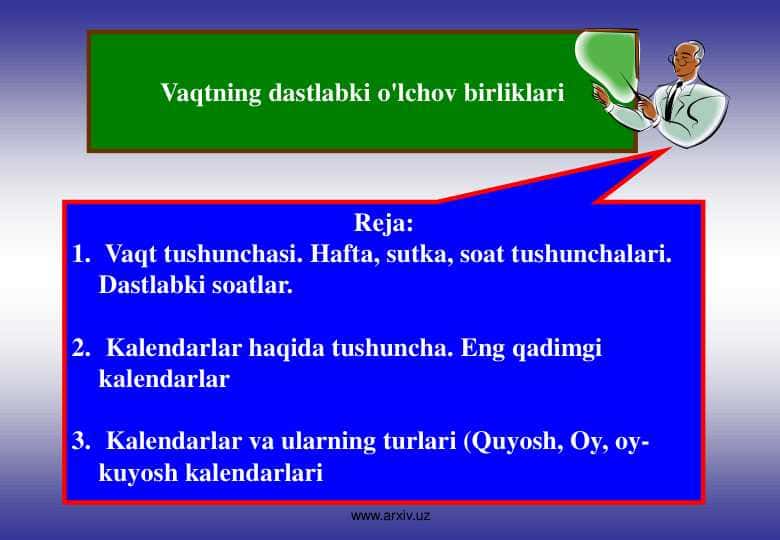 Vaqtning dastlabki o'lchov birliklari 24 1