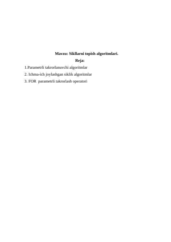Sikllarni topish algoritmi