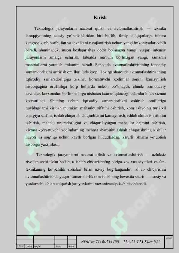 Texnologik Jarayonlarni Nazorat Qilish va Avtomatlashtirish Kursi 2