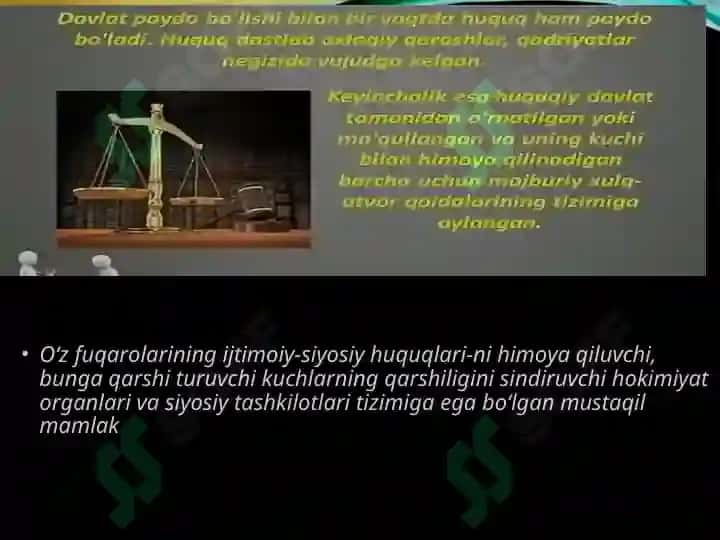 Davlat-jamiyat mavjud bo'lishining bir shakli sifatida. Davlat va huquqning vujudga kelishi to'grisidagi nazariyalar 3