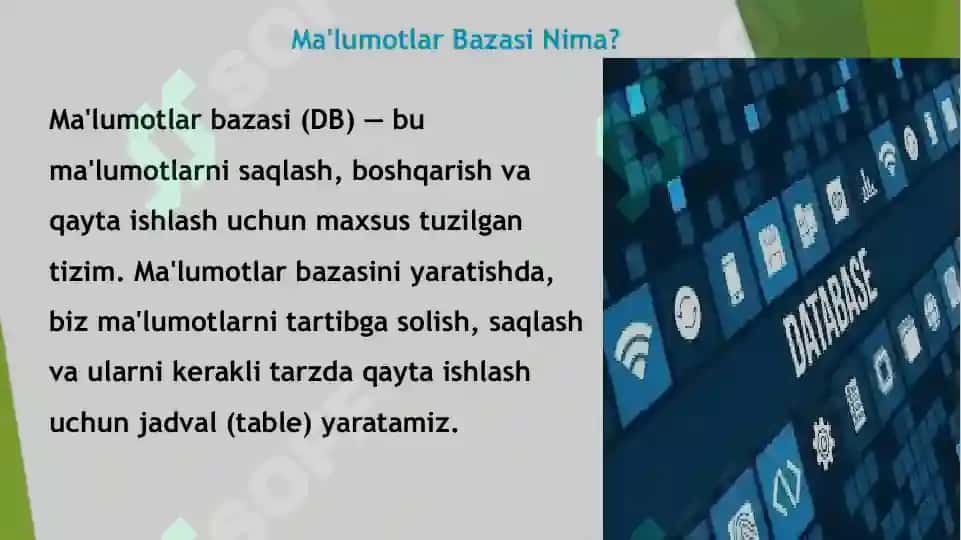 SQL yordamida ma’lumotlar bazasini yaratish 3