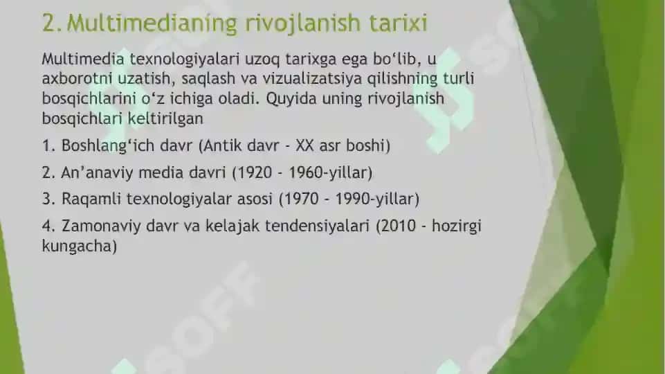 MULTIMEDIA TEXNOLOGIYALARIGA KIRISH 4