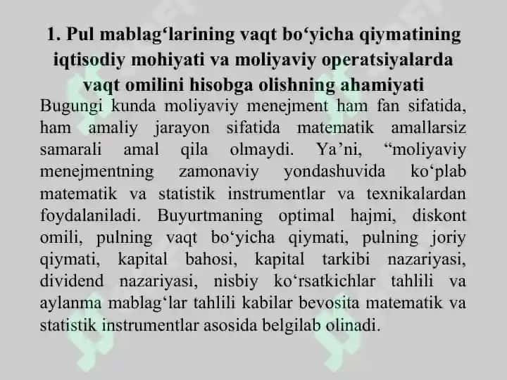 MOLIYAVIY MENEJMENTNING MATEMATIK ASOSLARI 2