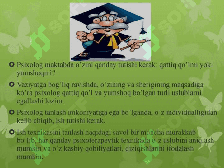 Amaliyotchi psixolog faoliyatining umumiy masalalari 4