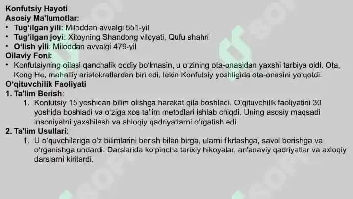 Konfutsiylikning vujudga kelishi va fasafiy talimoti 6