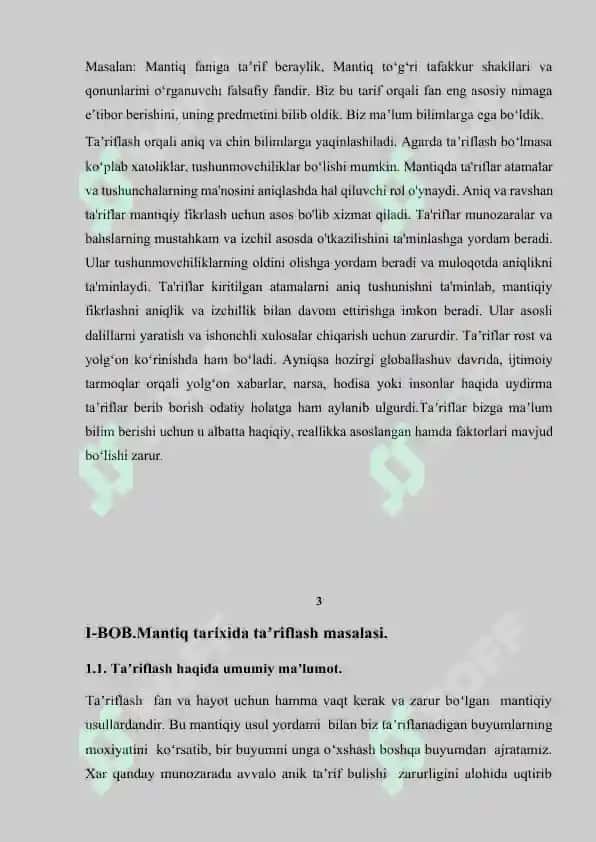 Kurs ishi Mantiq 3