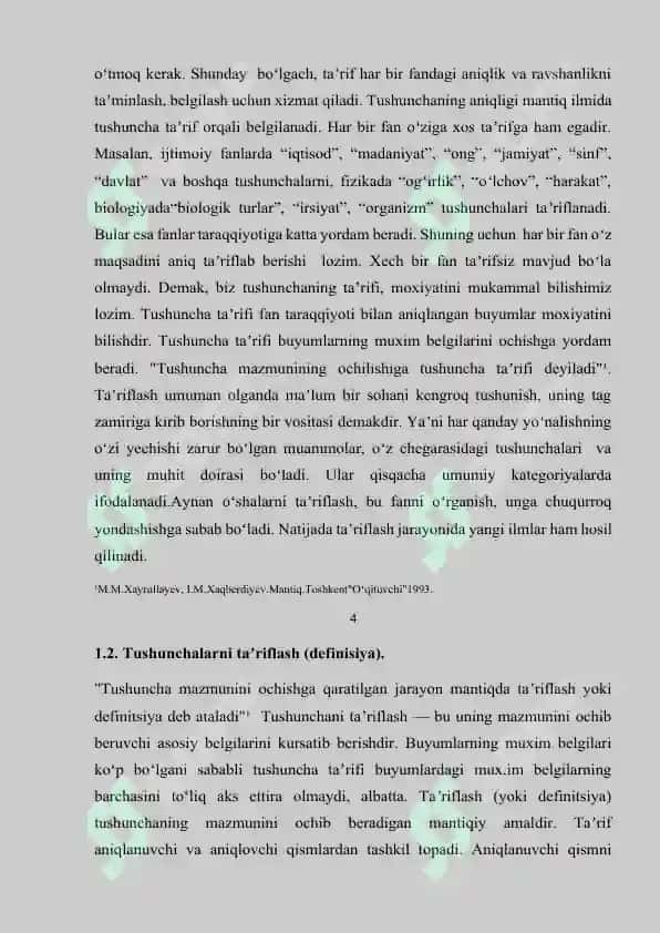 Kurs ishi Mantiq 4