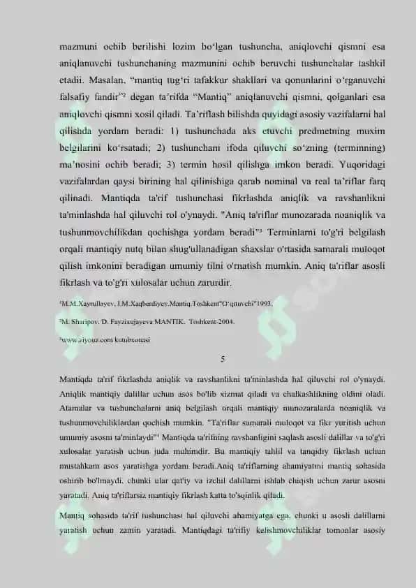 Kurs ishi Mantiq 5