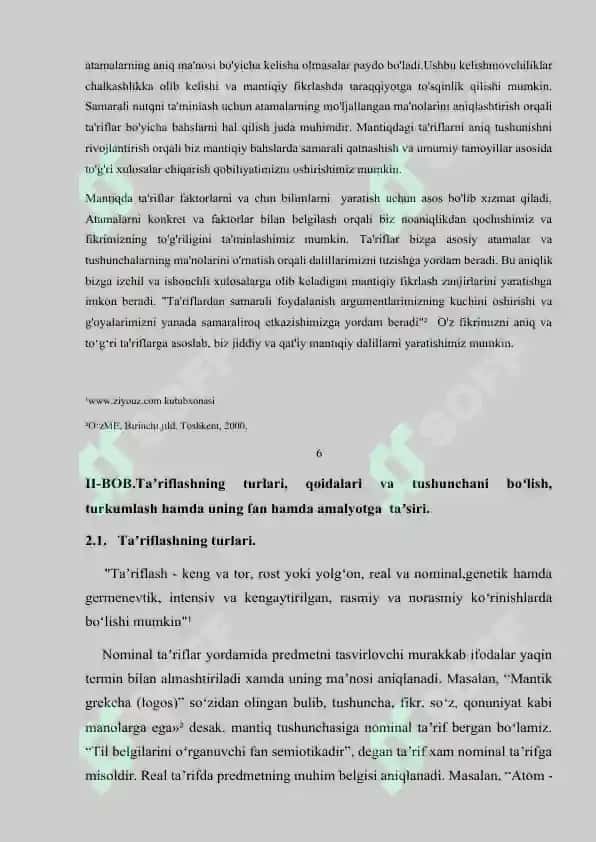 Kurs ishi Mantiq 6