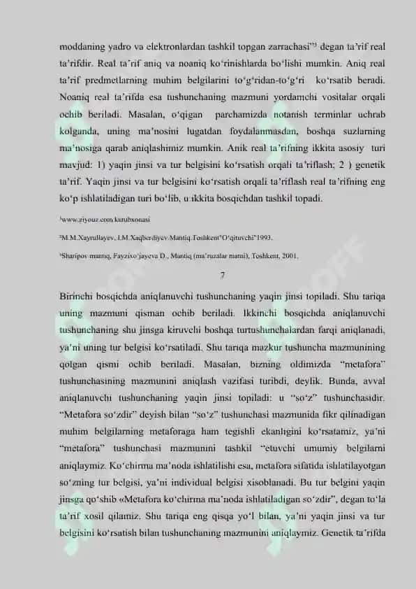 Kurs ishi Mantiq 7
