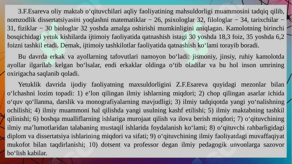 Yetuklik va keksalik davrining psixologik xususiyatlari 8