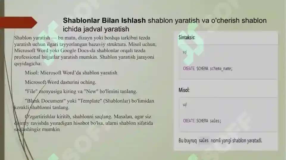 Shablonlar va jadvallar bilan ishlash 3