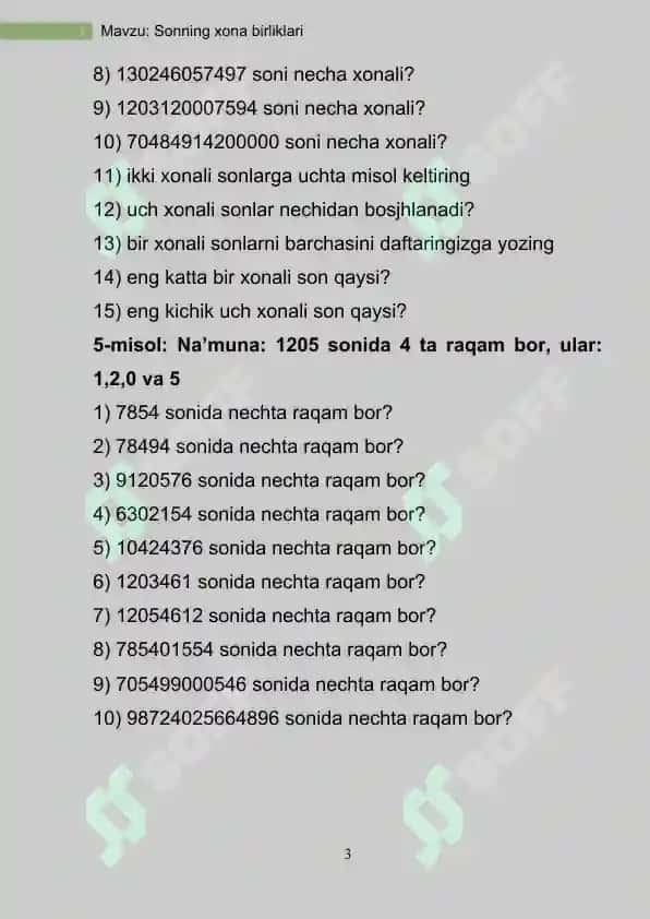 Sonning xona birliklari 3