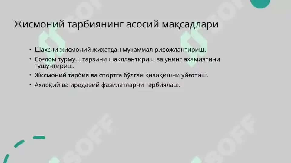 Жисмоний тарбия мазмуни 6