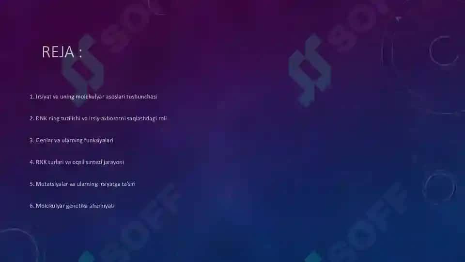 Irsiyat va uning molekulyar asoslari tushunchasi 2