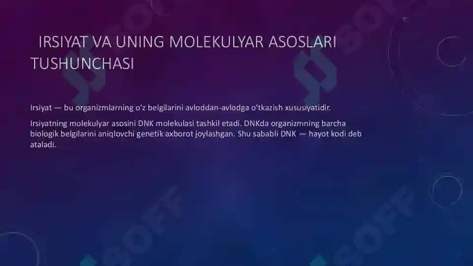 Irsiyat va uning molekulyar asoslari tushunchasi 3