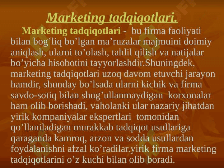 MARKETING TADQIQOTLARI 3