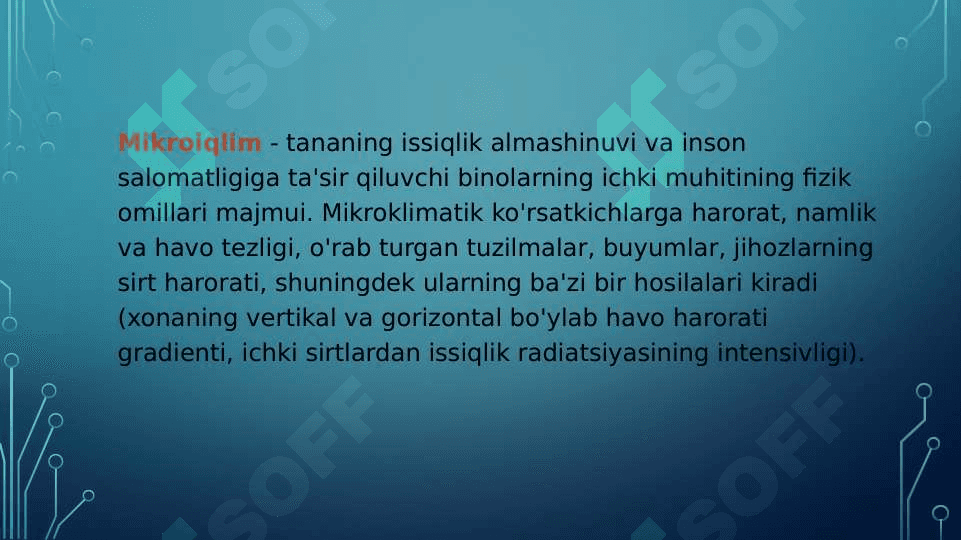 KASALXONA XONALARI MIKROIQLIMINING GIGIYENIK AHAMIYATI 2
