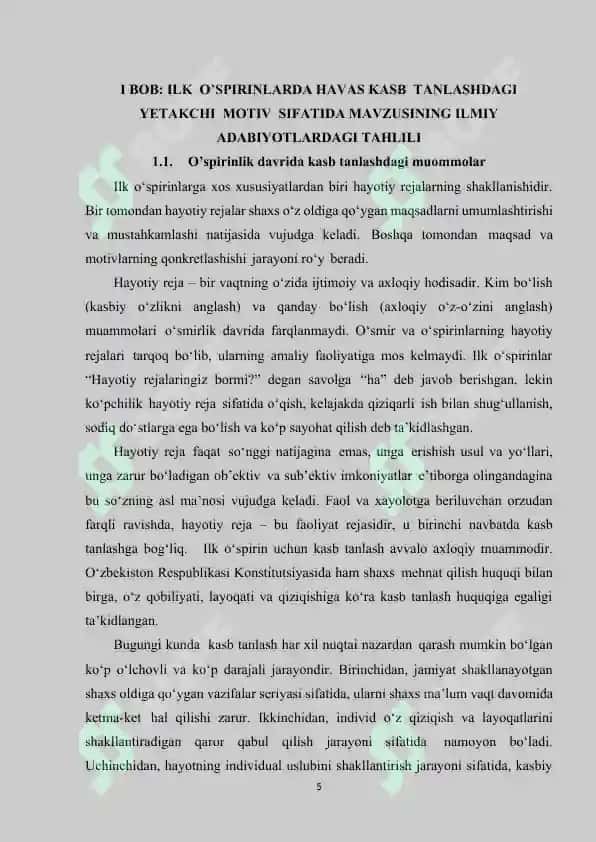 ILK O’SPIRINLARDA HAVAS KASB TANLASHDAGI YETAKCHI MOTIV SIFATIDA 5