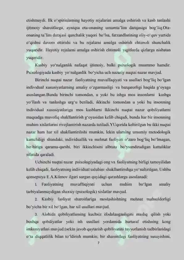 ILK O’SPIRINLARDA HAVAS KASB TANLASHDAGI YETAKCHI MOTIV SIFATIDA 7