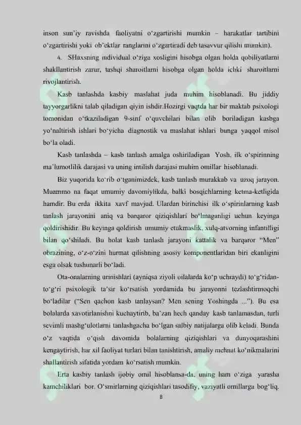 ILK O’SPIRINLARDA HAVAS KASB TANLASHDAGI YETAKCHI MOTIV SIFATIDA 8