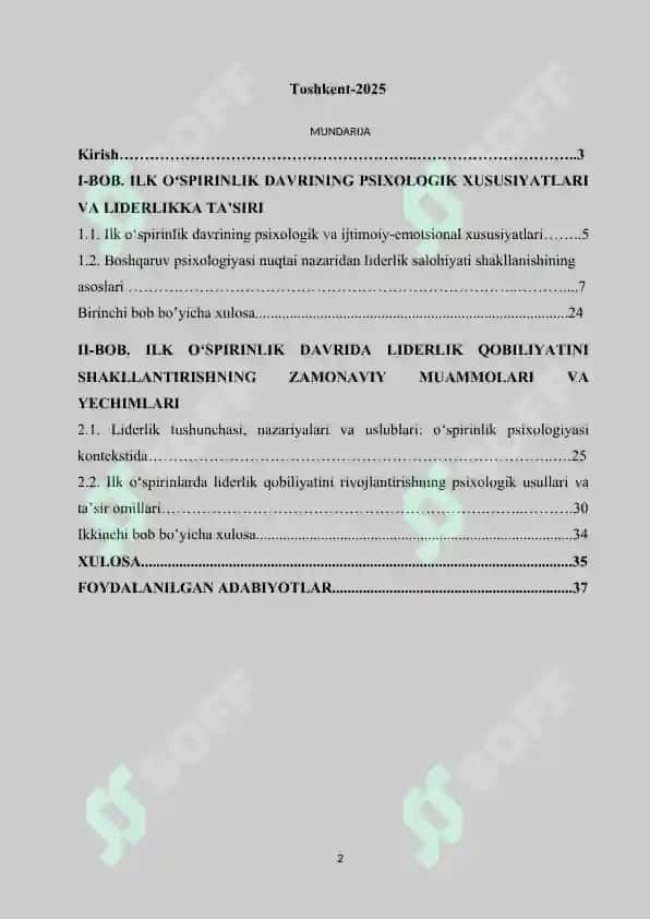 Ilk oʻspirinlik davrida liderlik qobiliyatini shakllantirishning psixologik xususiyatlari. 2