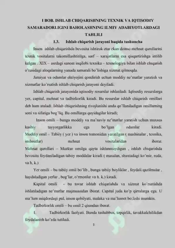 Ishlab chiqarishning texnik va iqtisodiy samaradorligini baholash 5