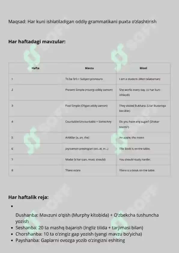 Grammar study plan 2