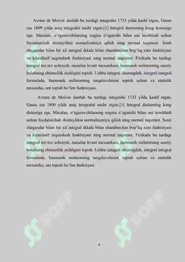 Kvadratur formulalar. Gauss kvadratur formulasi 4