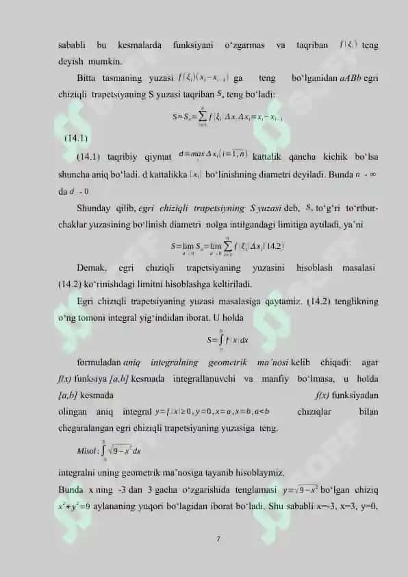Kvadratur formulalar. Gauss kvadratur formulasi 7