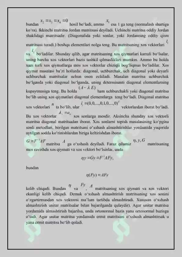 Matritsaning xos qiymatlari va xos vektorlarini hisoblash 4