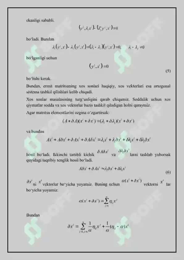 Matritsaning xos qiymatlari va xos vektorlarini hisoblash 7