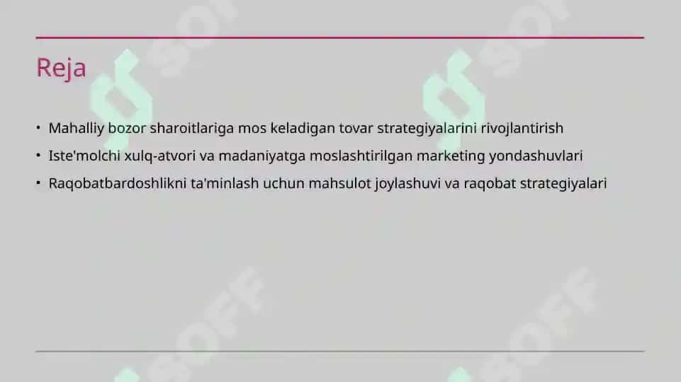 Bozor uchun tovar strategiyalari slayd 2