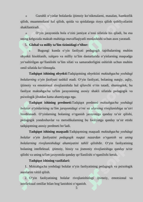 O‘yin-bola faoliyatining asosiy turi. 5
