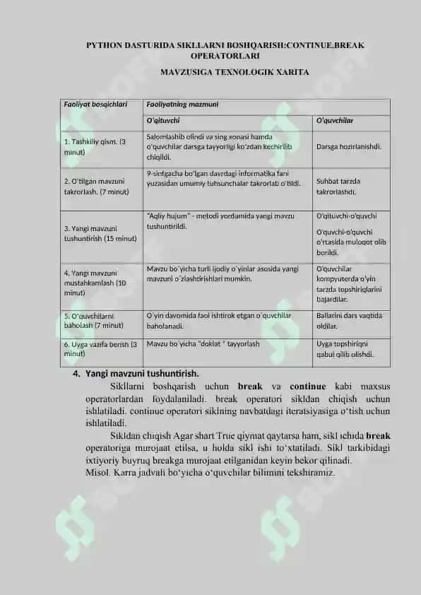 PYTHON DASTURIDA SIKLLARNI BOSHQARISH:CONTINUE,BREAK OPERATORLARI 3