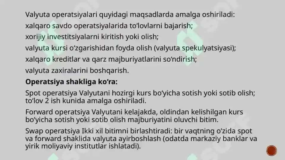 Valyuta operatsiyalari va ularning mohiyati 7