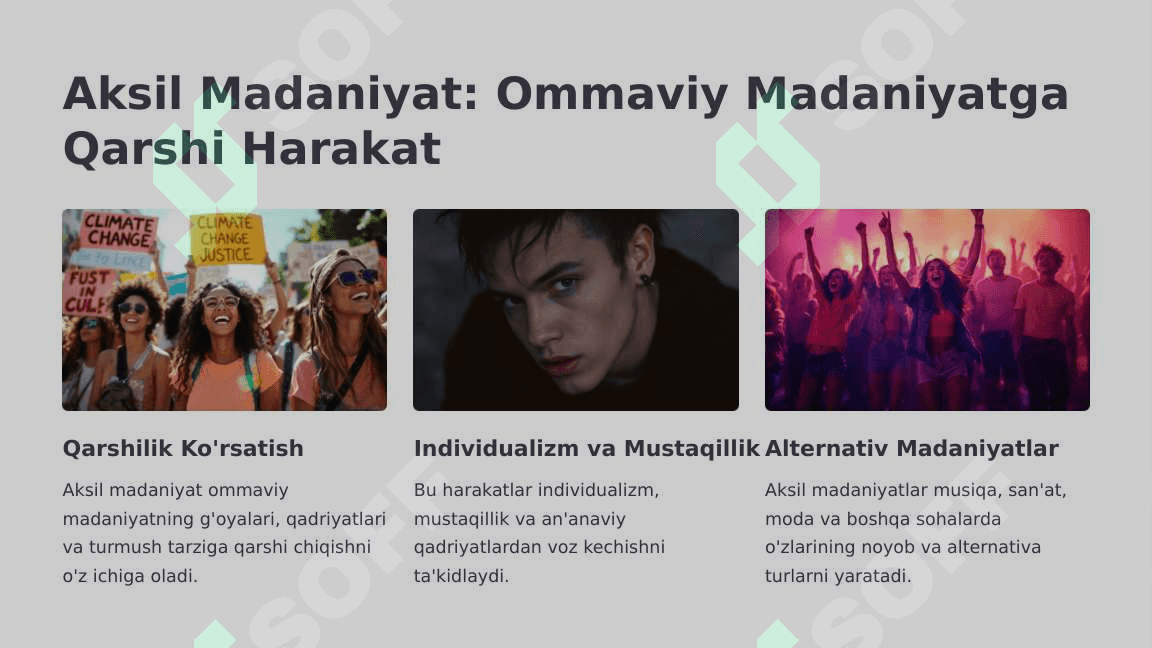 OMMAVIY MADANIYATNING SHAKLLANISH TARIXI VA UNING TURLARI: AKSIL MADANIYAT SUB MADANIYAT POPULYAR MADANIYAT EKRAN MADANIYATI VA REKLAMALAR 5